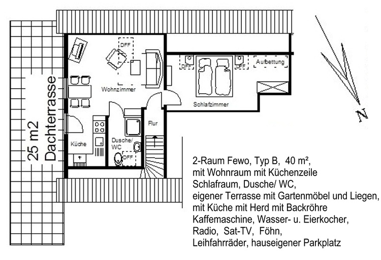 2 Raum Fewo Grundriss