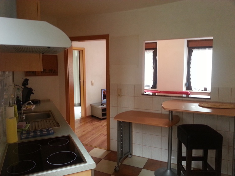 Küche mit Blick zum Wohnzimmer